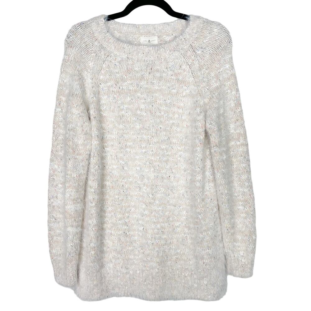 Lou & Grey Medium Light Pink Blush Eyelash Fuzzy Tunic Sweater Speckled Textured